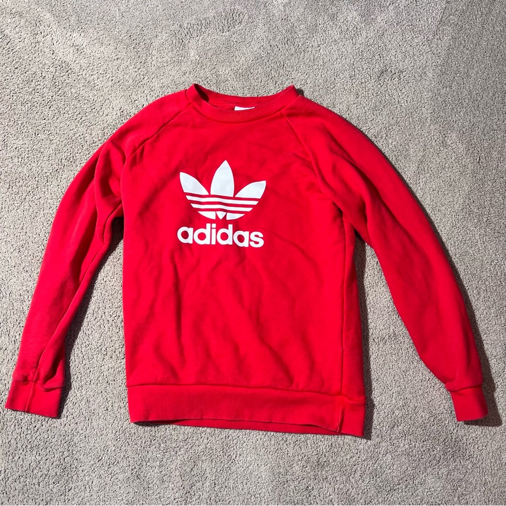 Adidas Men's Red cotton crewneck